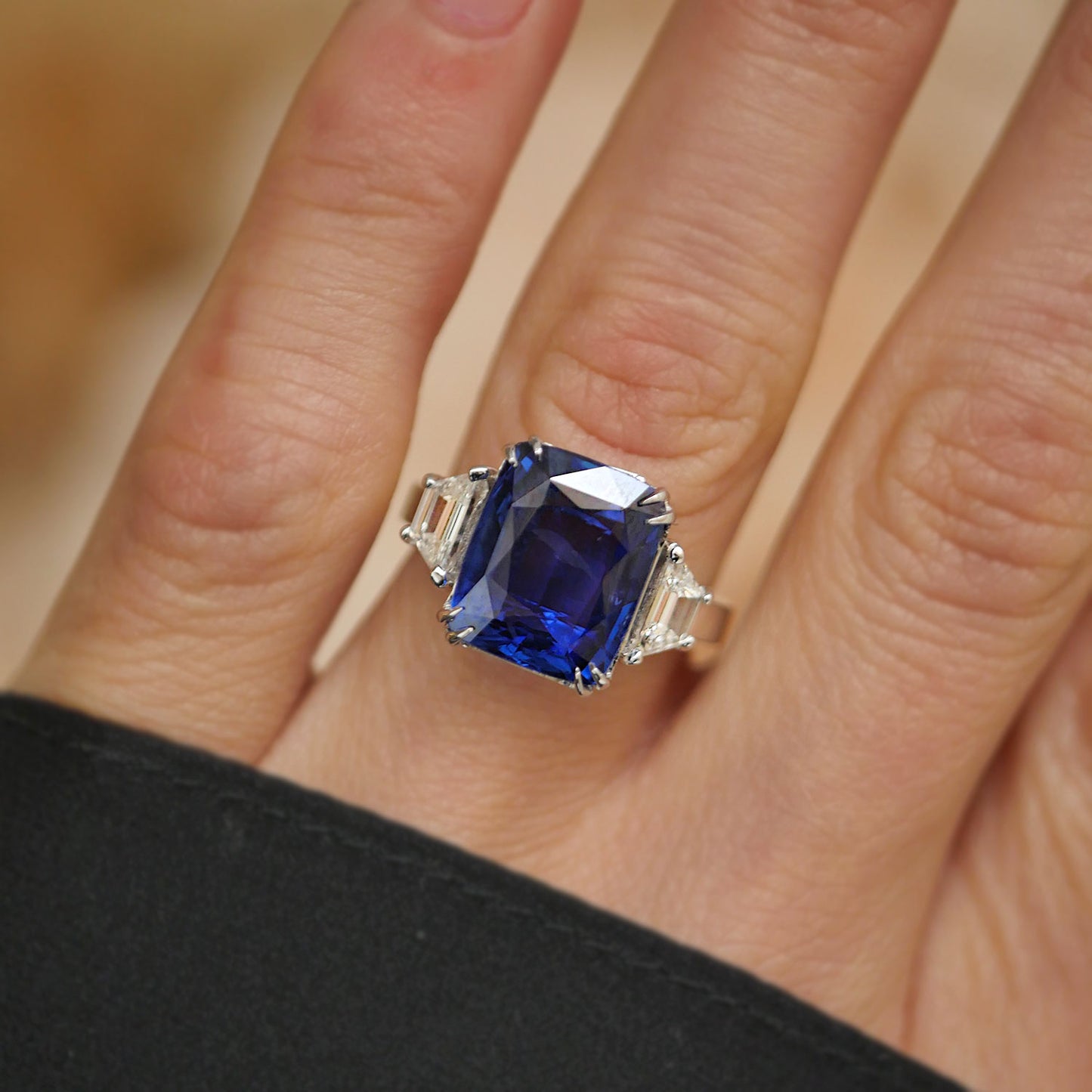 Radiant Sapphire & Diamond Engagement Ring