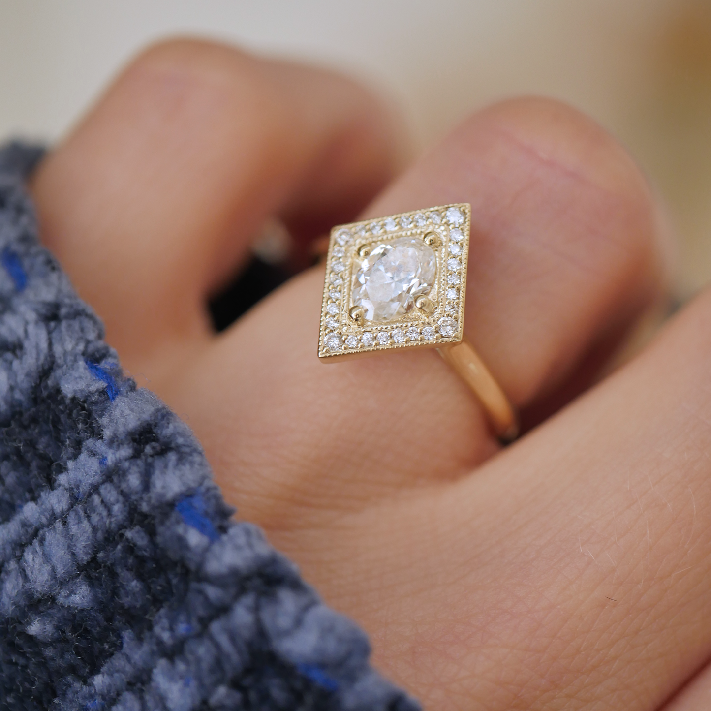 Oval Brilliant Cut Diamond Shape Mosaic Ring