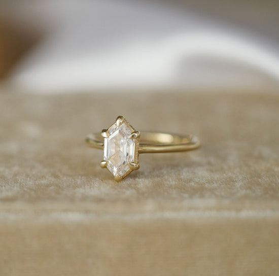 Unique Elongated Hexagon Solitaire Engagement Ring | Berlinger Jewelry