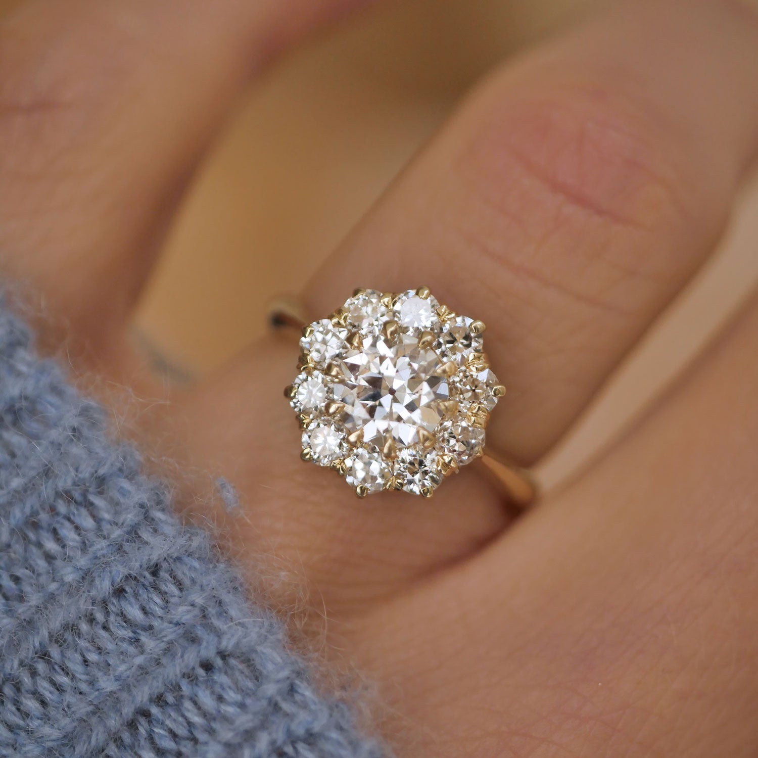Diamond Flower Cluster Dress Ring, 0.97 carat total