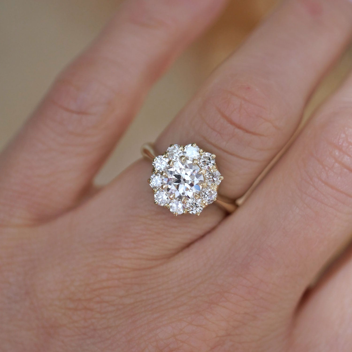 1.7Ct Lab-Created Diamond Cluster Engagement Wedding Ring 14k Yellow Gold  Finish | eBay