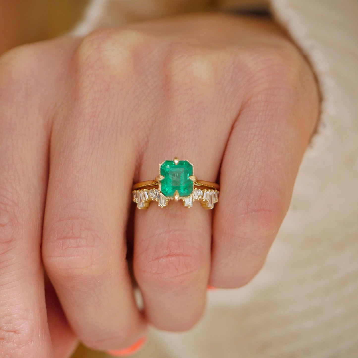 Emerald Cut Emerald Solitaire Ring