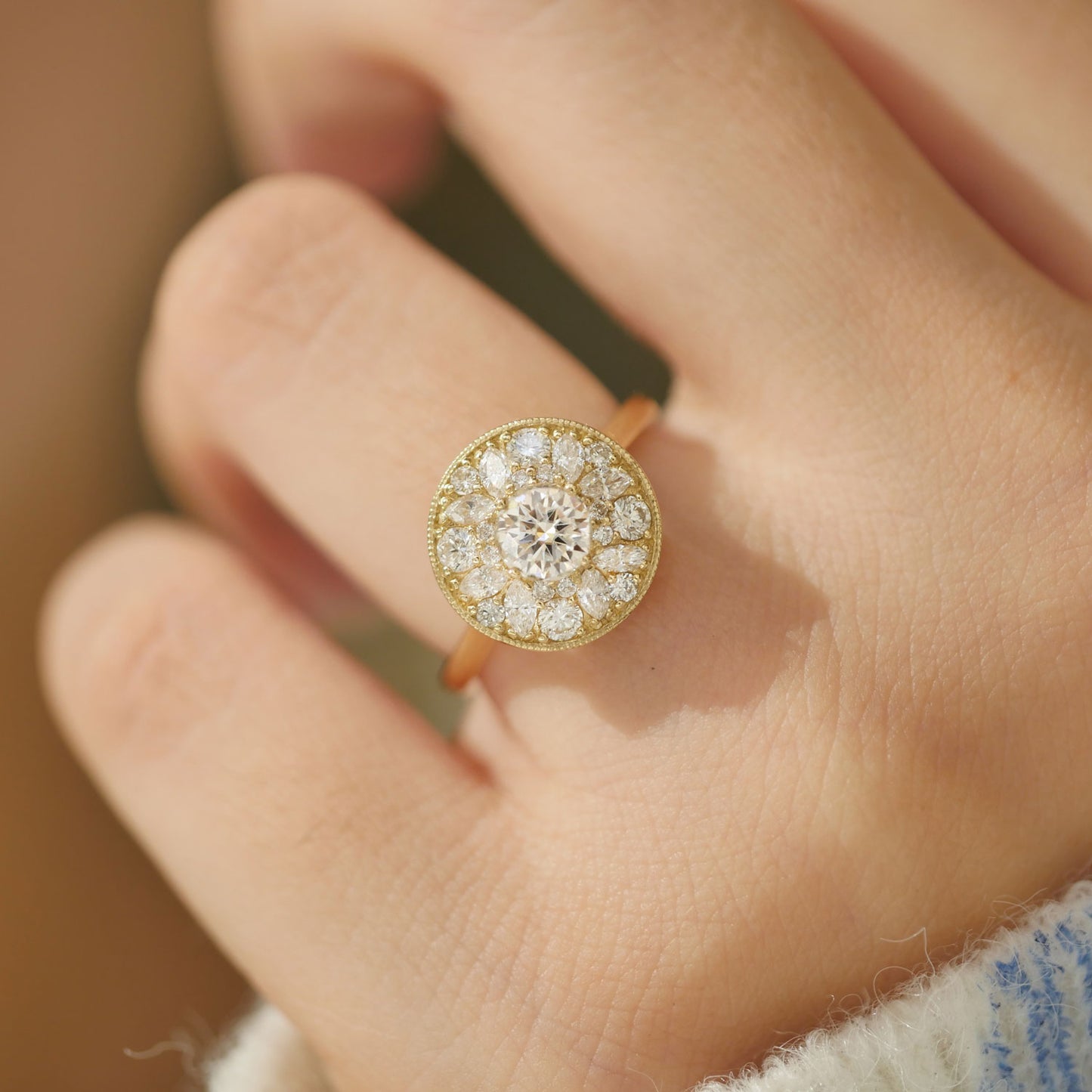 Marquise & Round Brilliant Cut Diamond Mosaic Ring