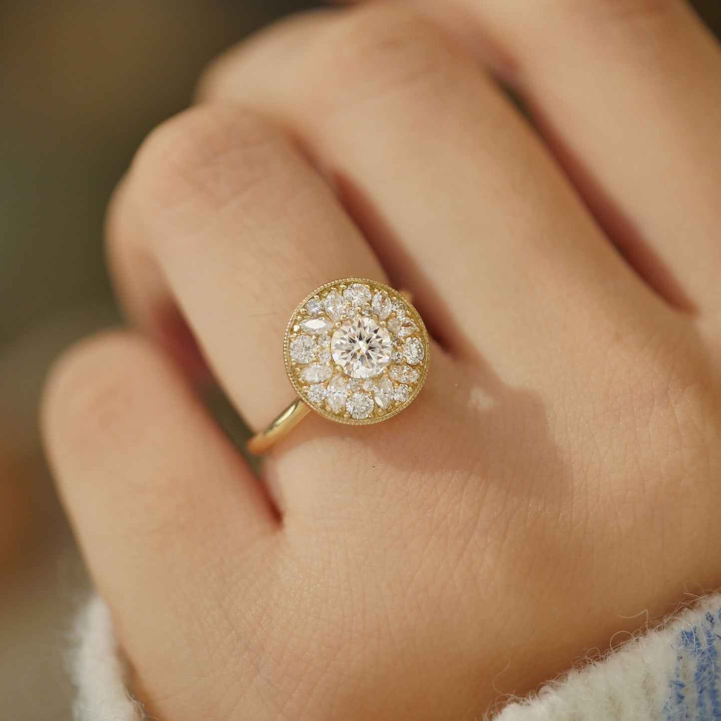 Marquise & Round Brilliant Cut Diamond Mosaic Ring