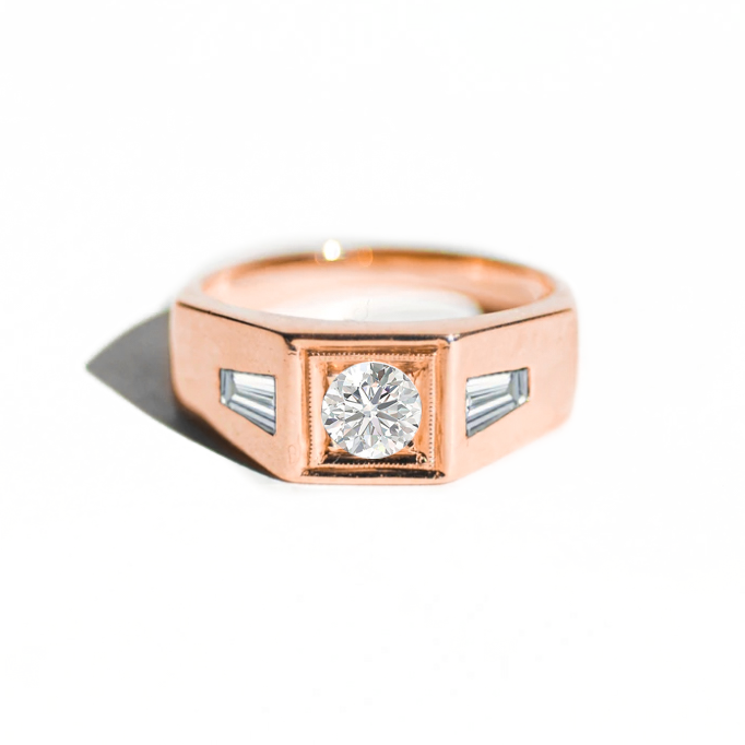 Deco Diamond Men's Engagement Ring