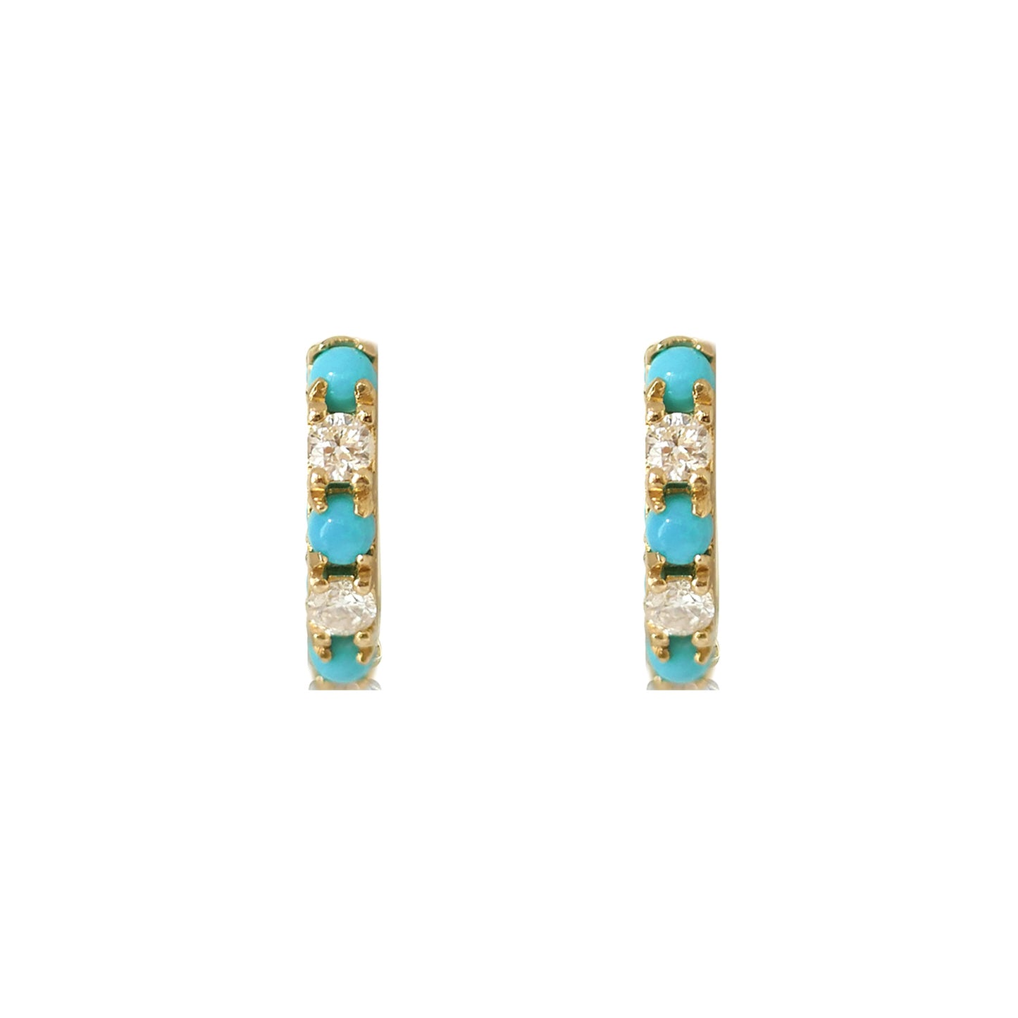 Turquoise & Diamond Huggie Earrings