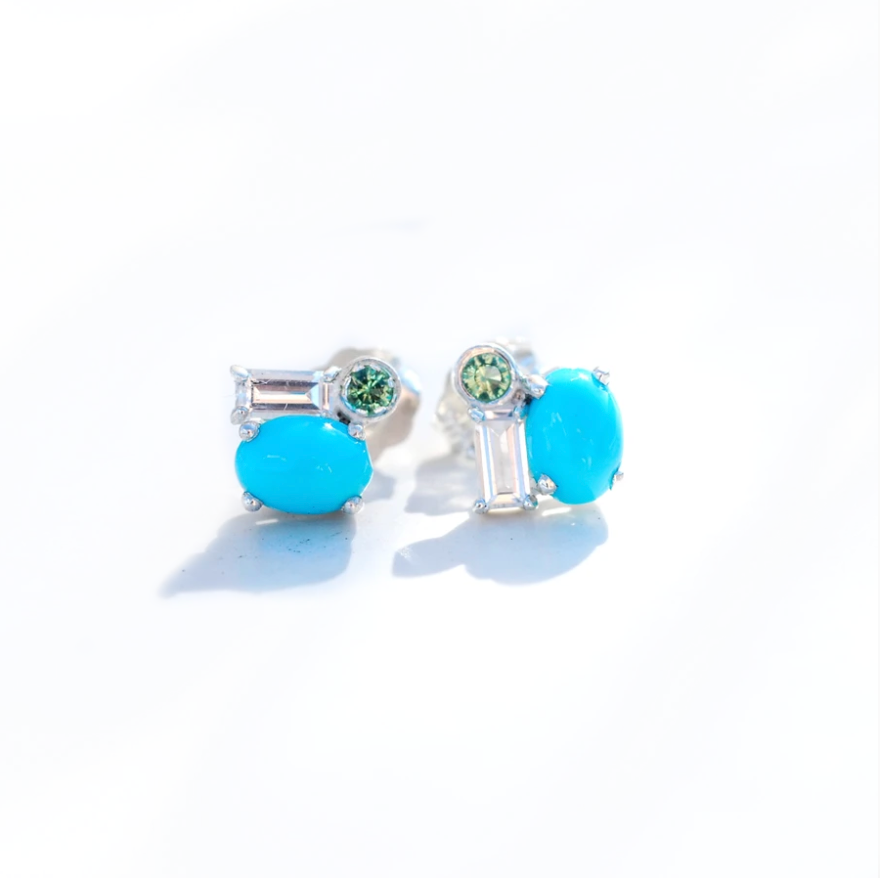 Turquoise Cluster Earrings
