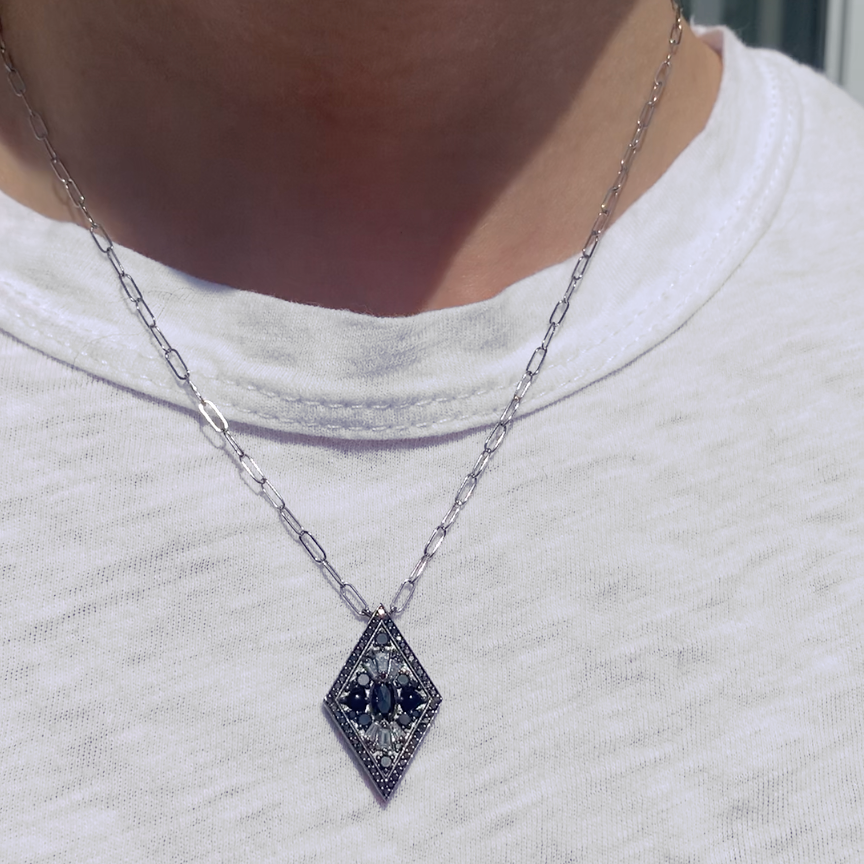 Black & White Diamond Kite Shape Necklace