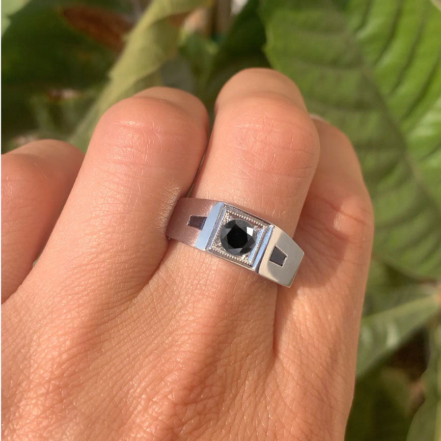 1 CT Teardrop Black Diamond Promise Ring