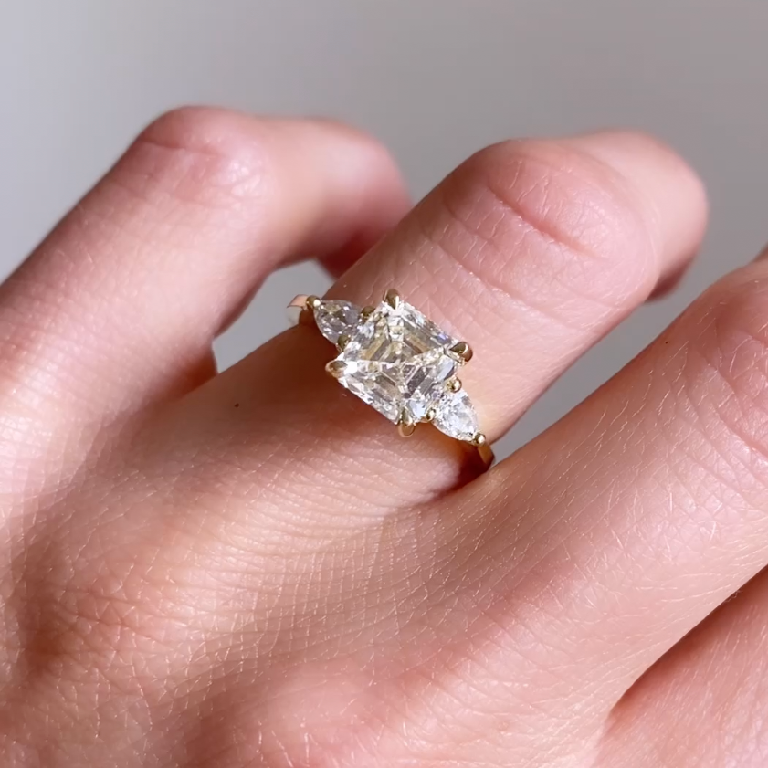 Asscher & Pear Diamond Engagement Ring