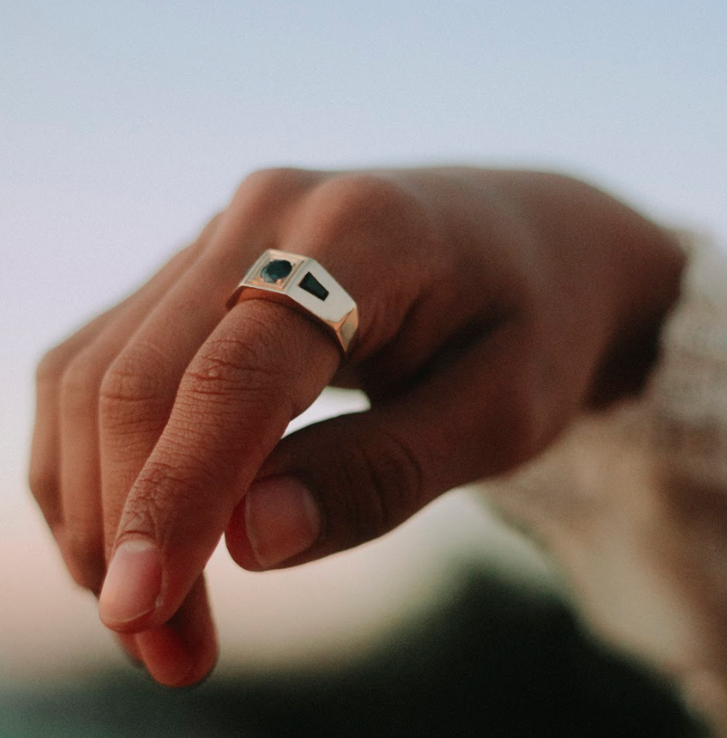 Deco Sapphire Men's Engagement Ring