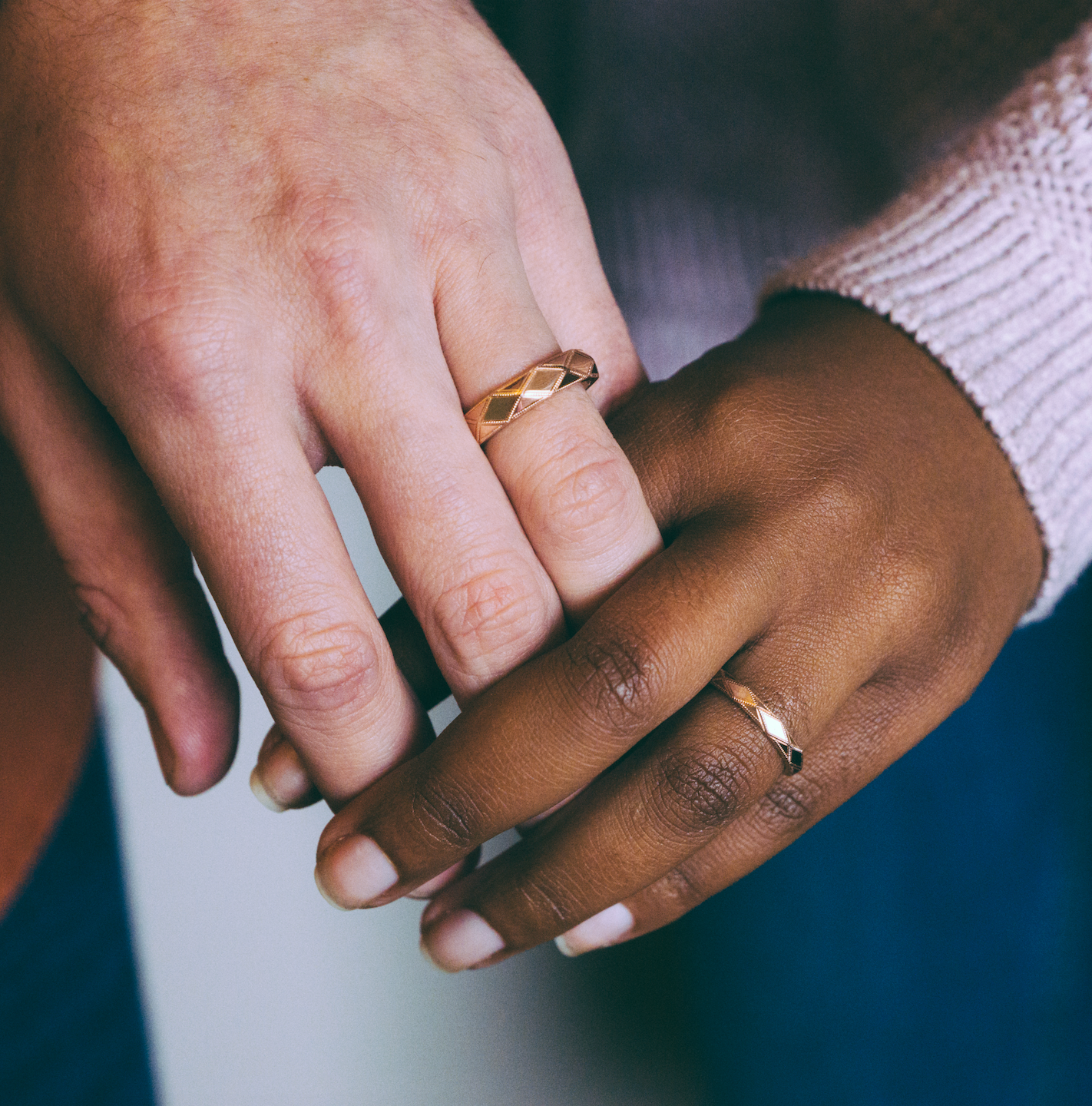 Geometric Faceted Triangle Gold Unisex Wedding Ring Berlinger