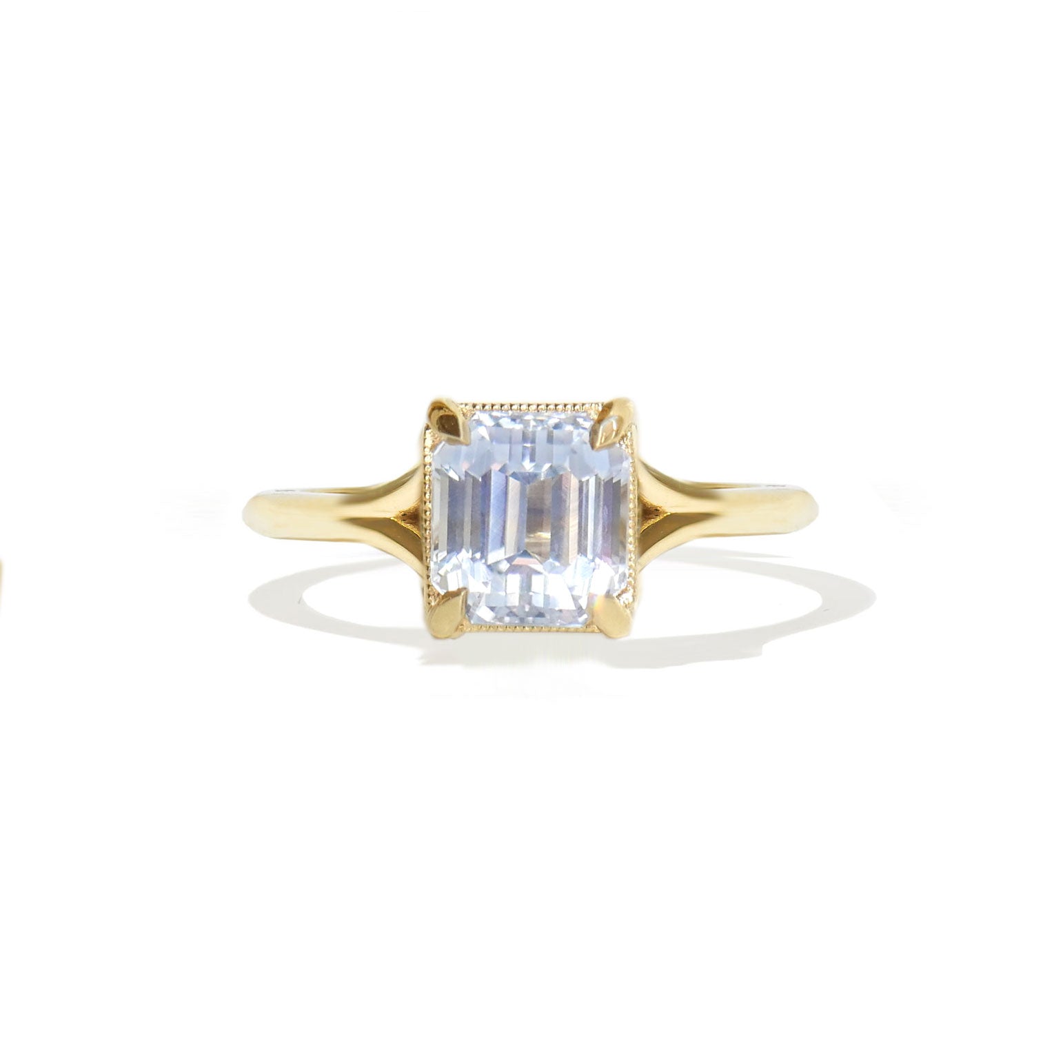 Powder Blue Emerald Sapphire Solitaire Ring