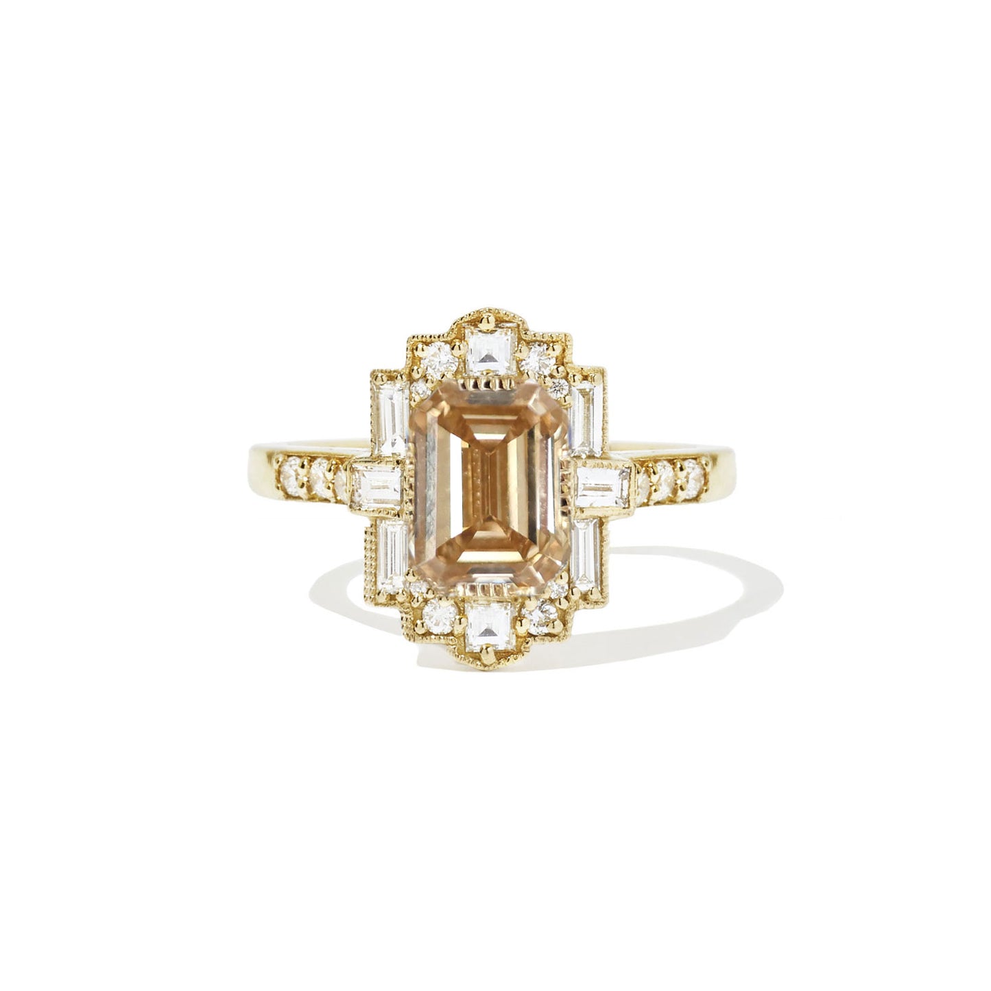 verzending Een hekel hebben aan salon Champagne Diamond Deco Diamond Engagement Ring | Berlinger Jewelry