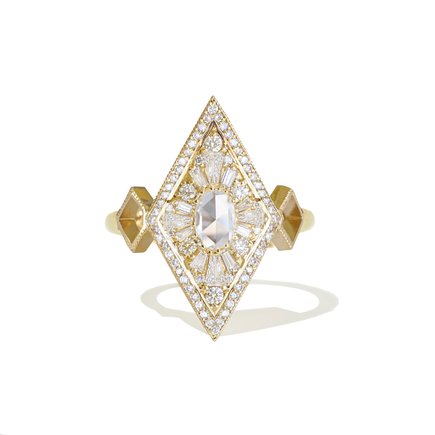 Kite Shape Rose Cut Diamond Mosaic Ring