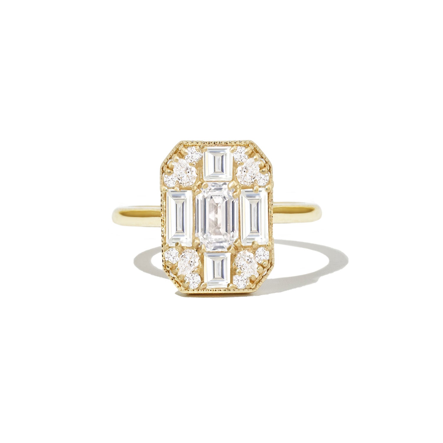 Emerald Cut Mirror Diamond Mosaic Ring