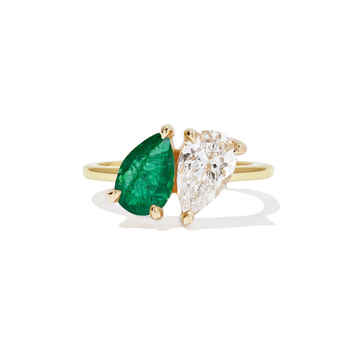 Pear Shaped Emerald & Diamond Toi et Moi Ring