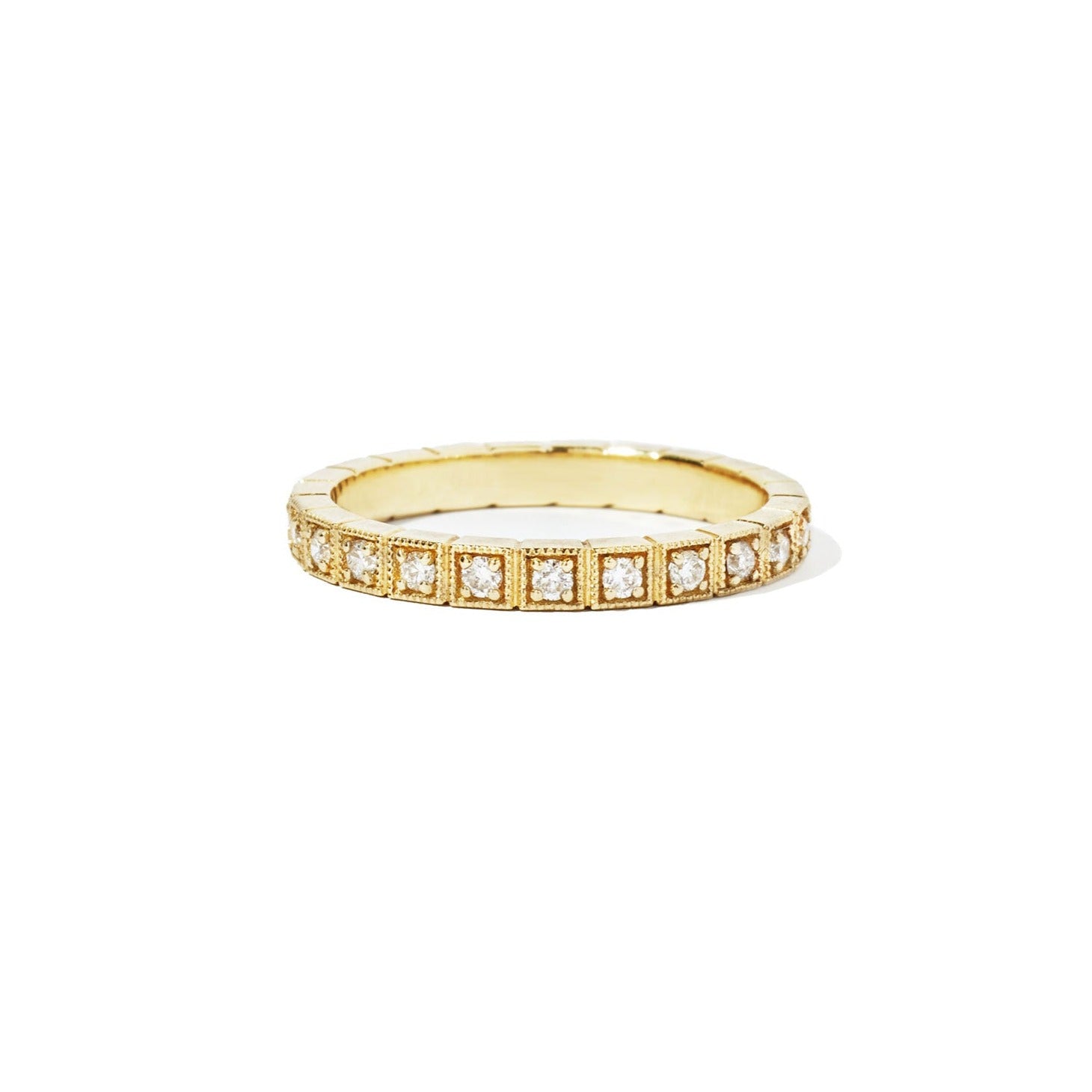 Art Deco Inspired 2mm Notched Diamond Wedding Band Ring | Berlinger Jewelry