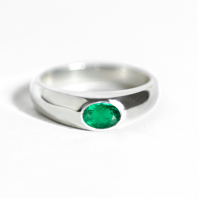 Oval Emerald Signet Ring