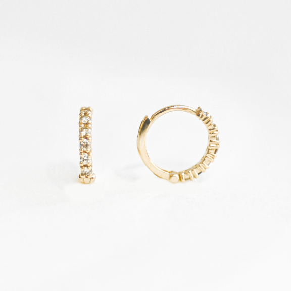 Classic Dainty Diamond & Gold Huggie Earrings | Berlinger Jewelry