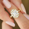 Deco Emerald Cut Moissanite Diamond Mosaic Ring