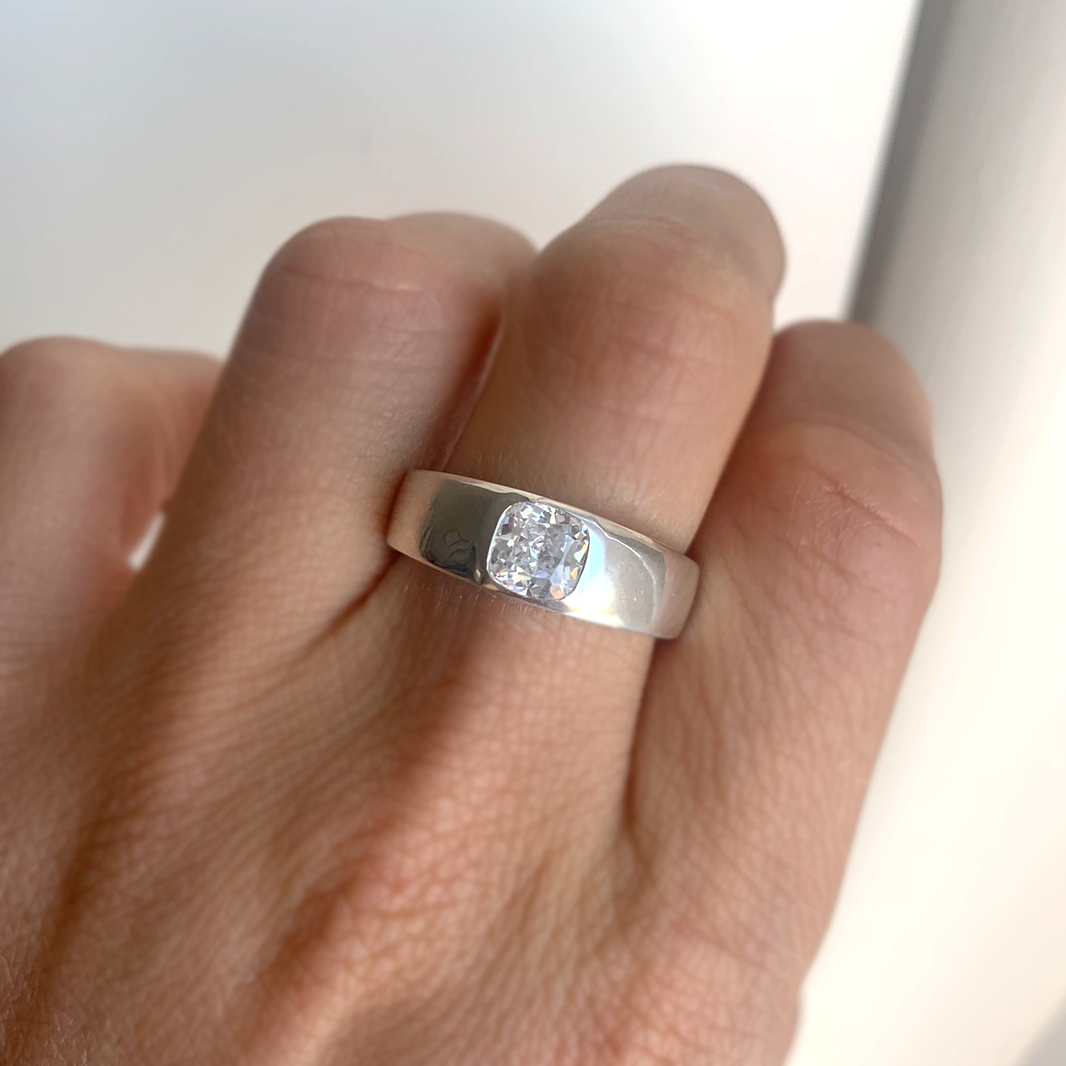Cushion Diamond Signet Ring