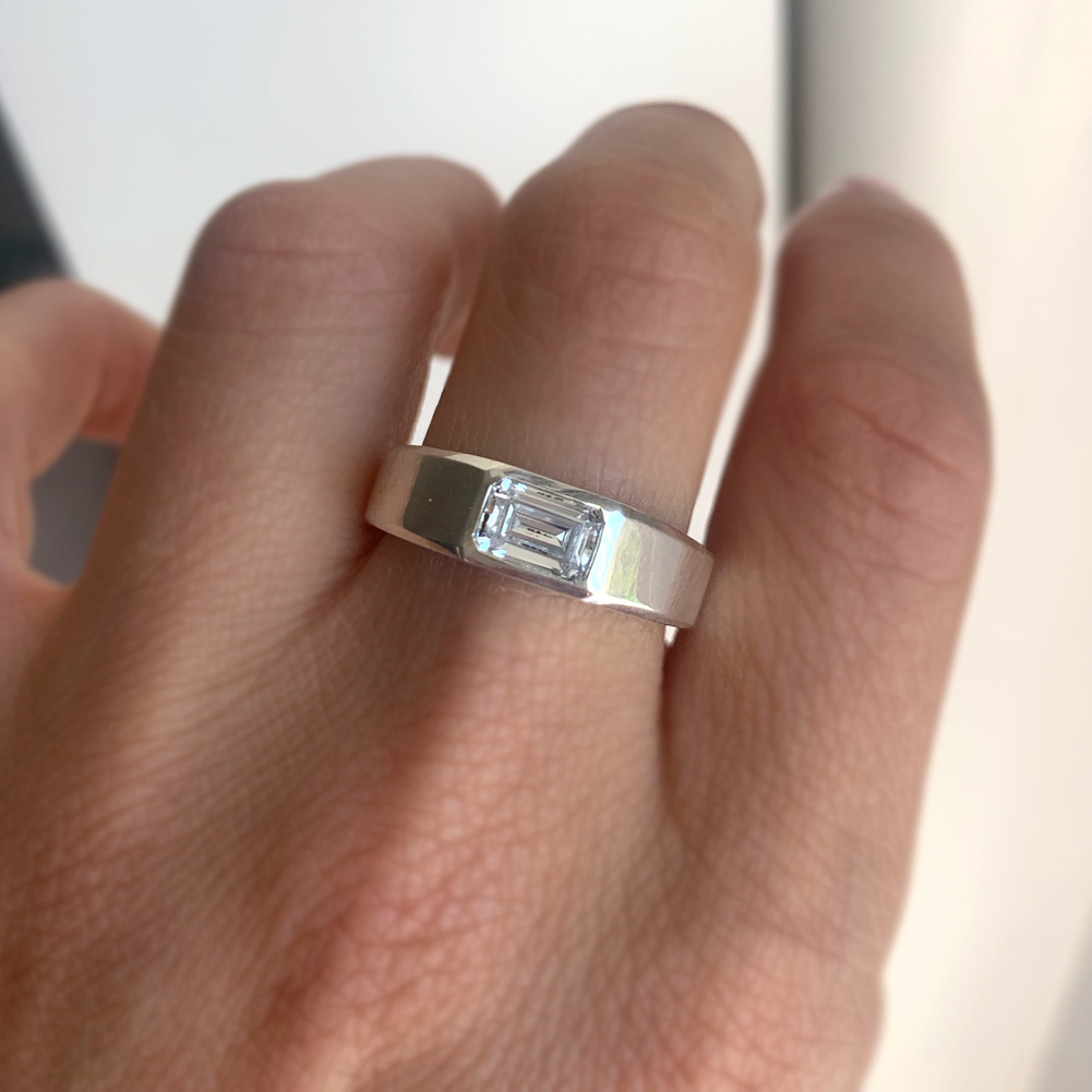 Emerald-Cut Diamond Signet Ring