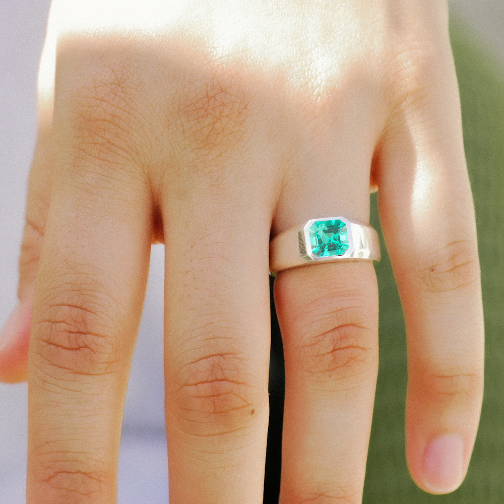 Twig Asscher cut teal green sapphire engagement ring 14k rose gold lea –  Ohjewel