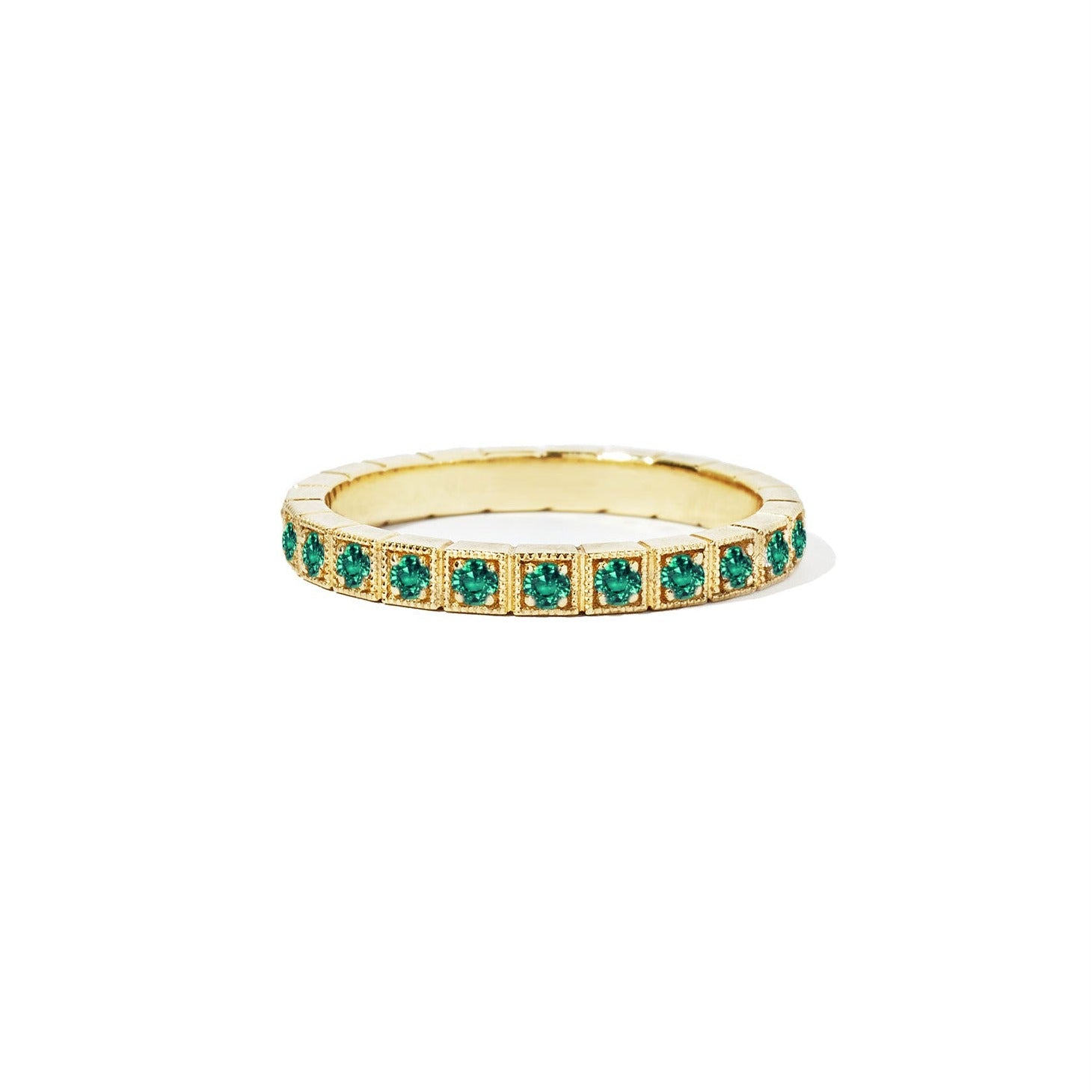 2mm Notched Deco Emerald Eternity Ring