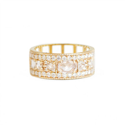 Rose Cut East West Oval Diamond Ring