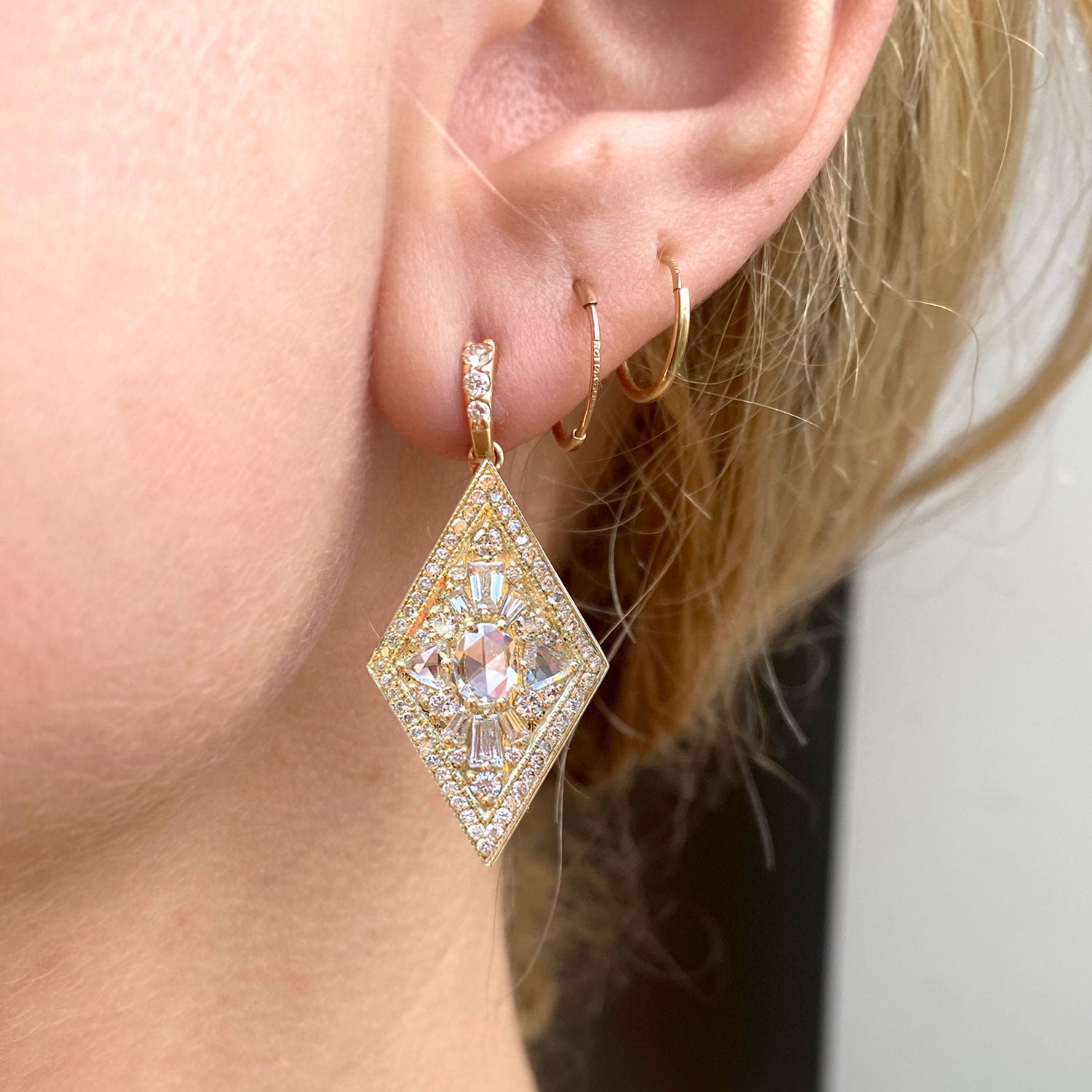 Diamond geometric earrings Clearance