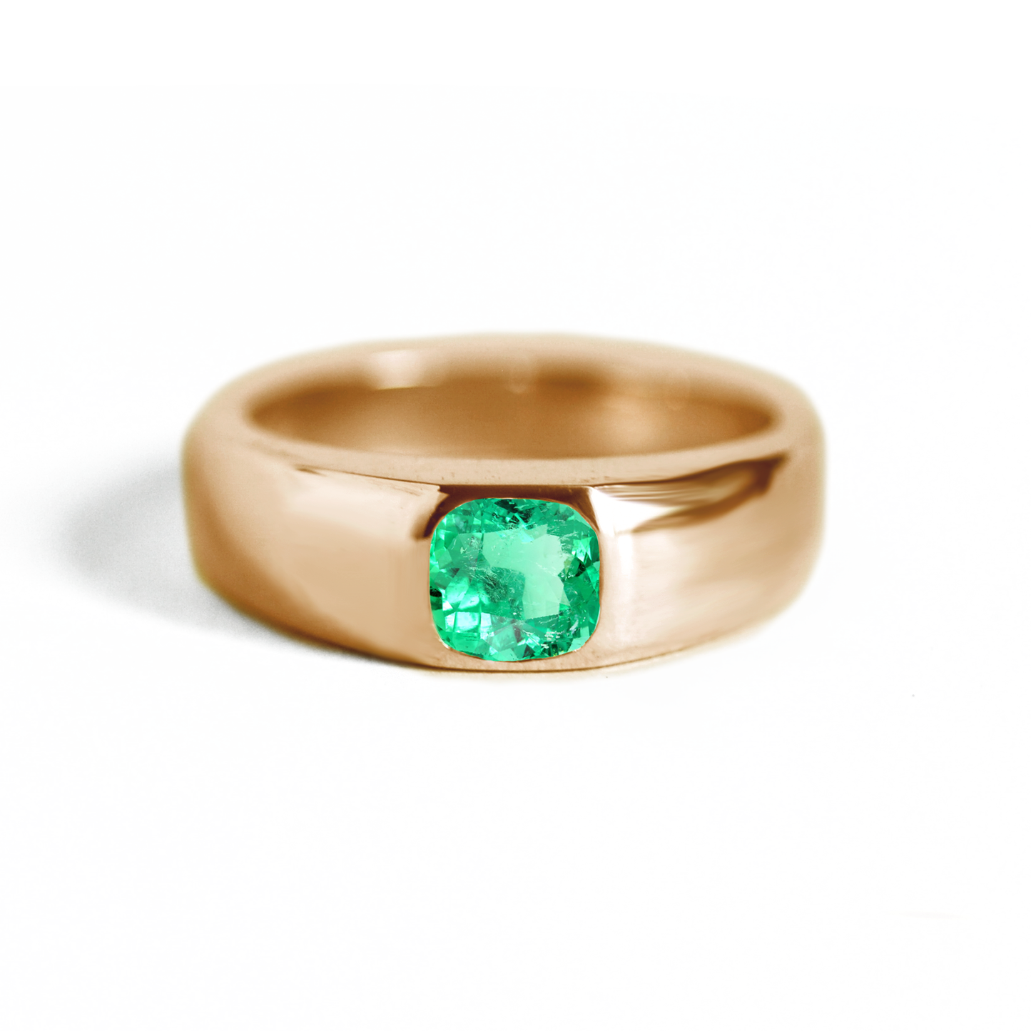 Cushion Emerald Signet Ring