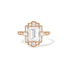 Deco Emerald Cut Moissanite Diamond Mosaic Ring