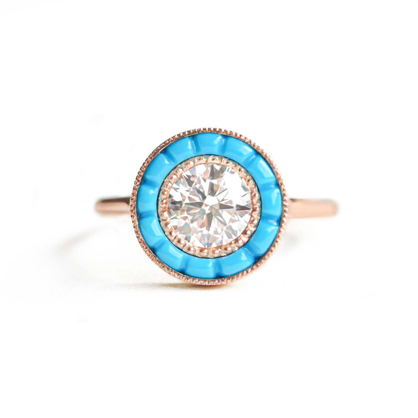 Turquoise Halo Diamond Ring (1.00 ctw. center)