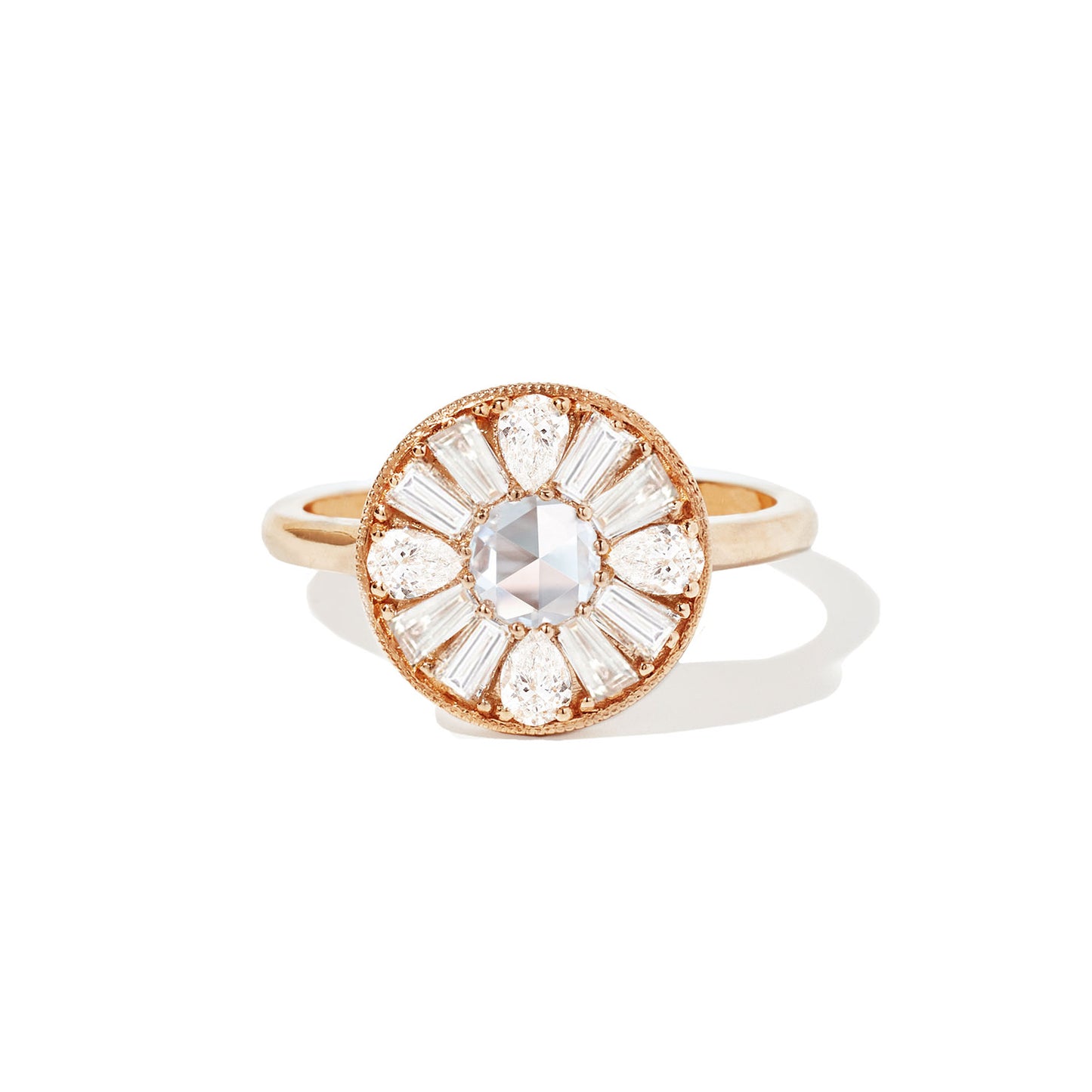 Pear & Round Rose Cut Diamond Mosaic Ring