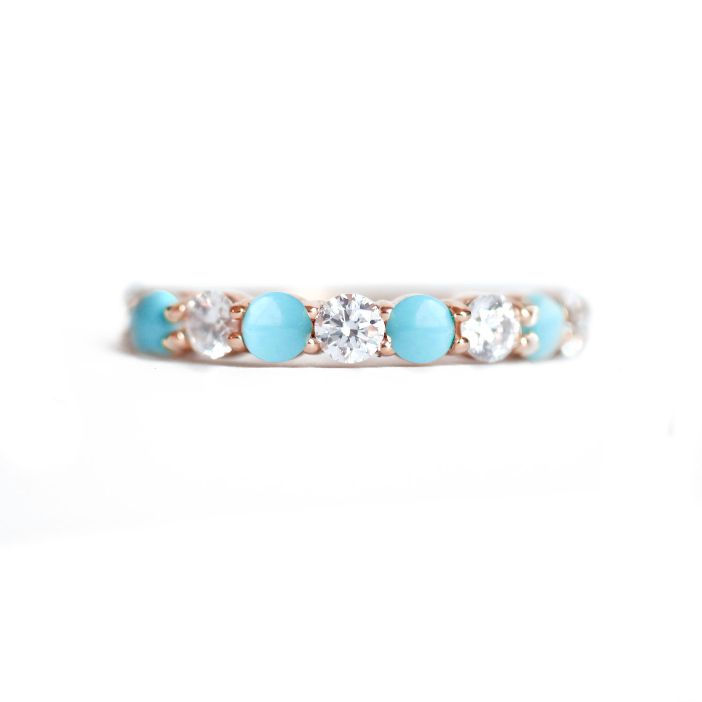 Turquoise & Diamond 3mm Shared Prong Ring