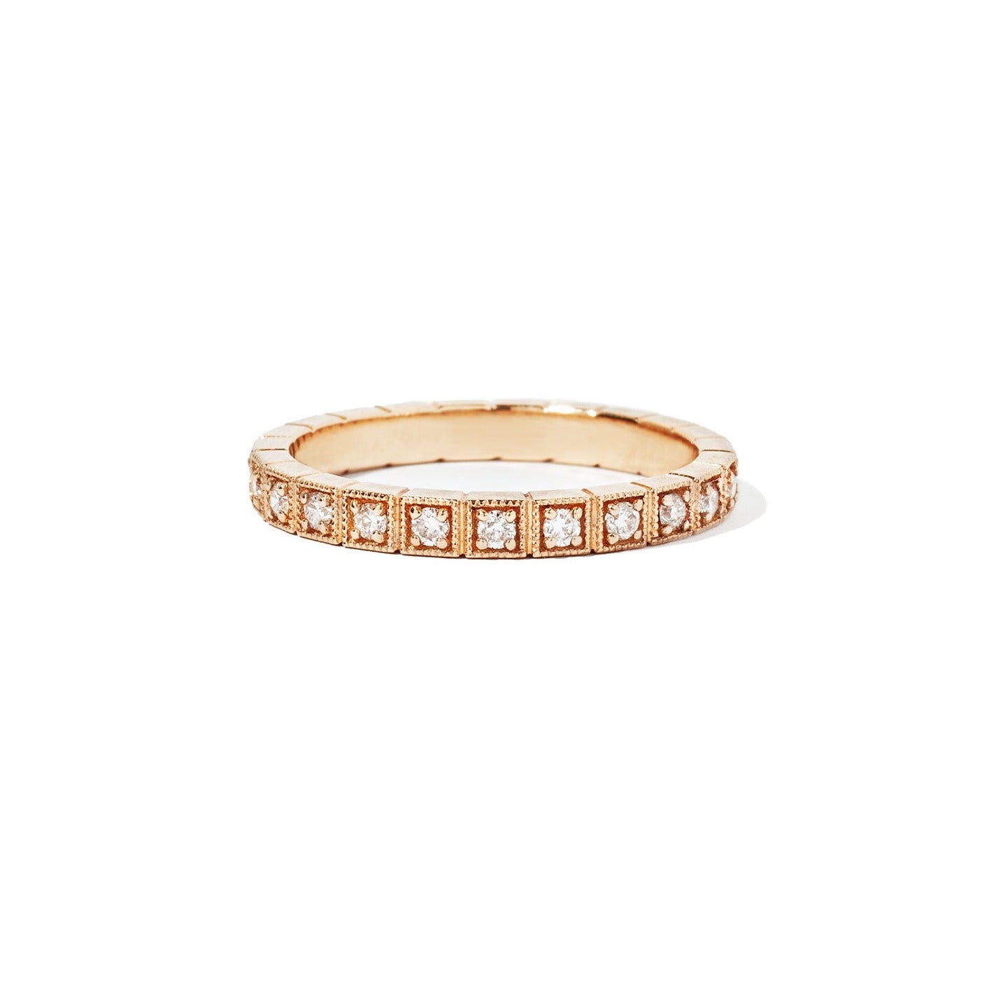 Art Deco Inspired 2mm Notched Diamond Wedding Band Ring | Berlinger Jewelry