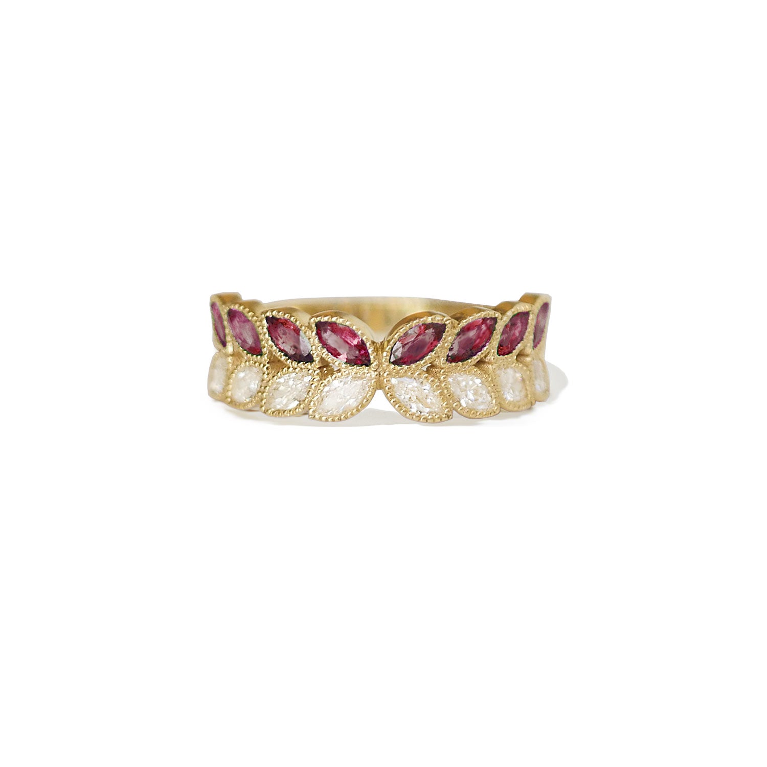 Ruby Inlaid Wring Emerald & Sapphire & Pearl Gemstone Wedding Bands | Berlinger Jewelry