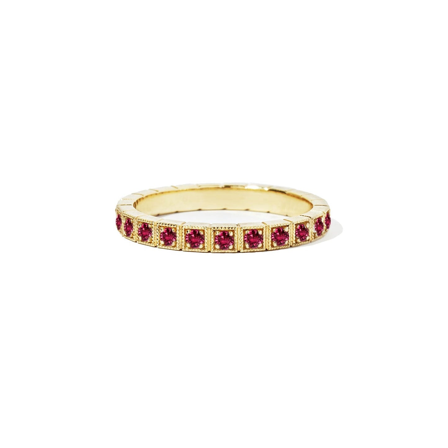 2mm Notched Deco Ruby Eternity Ring