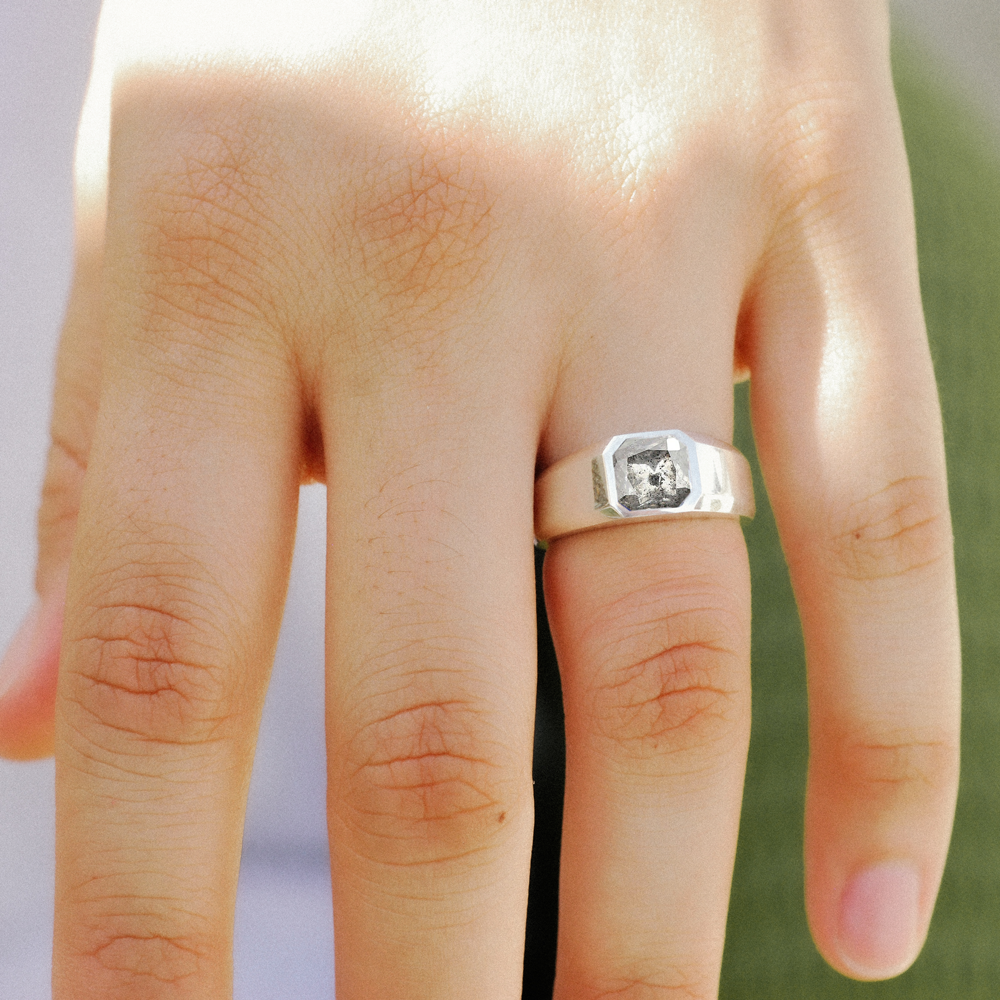 14K White Gold Asscher Cut Simple Bezel Solitaire Engagement Ring –  RockHer.com