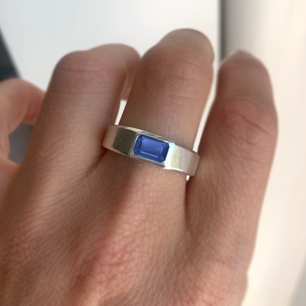 Emerald-Cut Sapphire Signet Ring