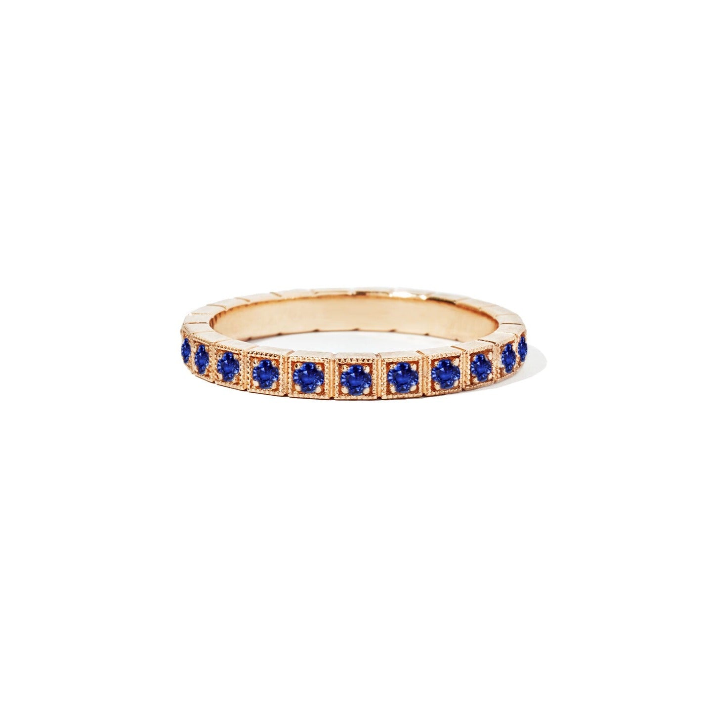 2mm Notched Deco Sapphire Eternity Ring