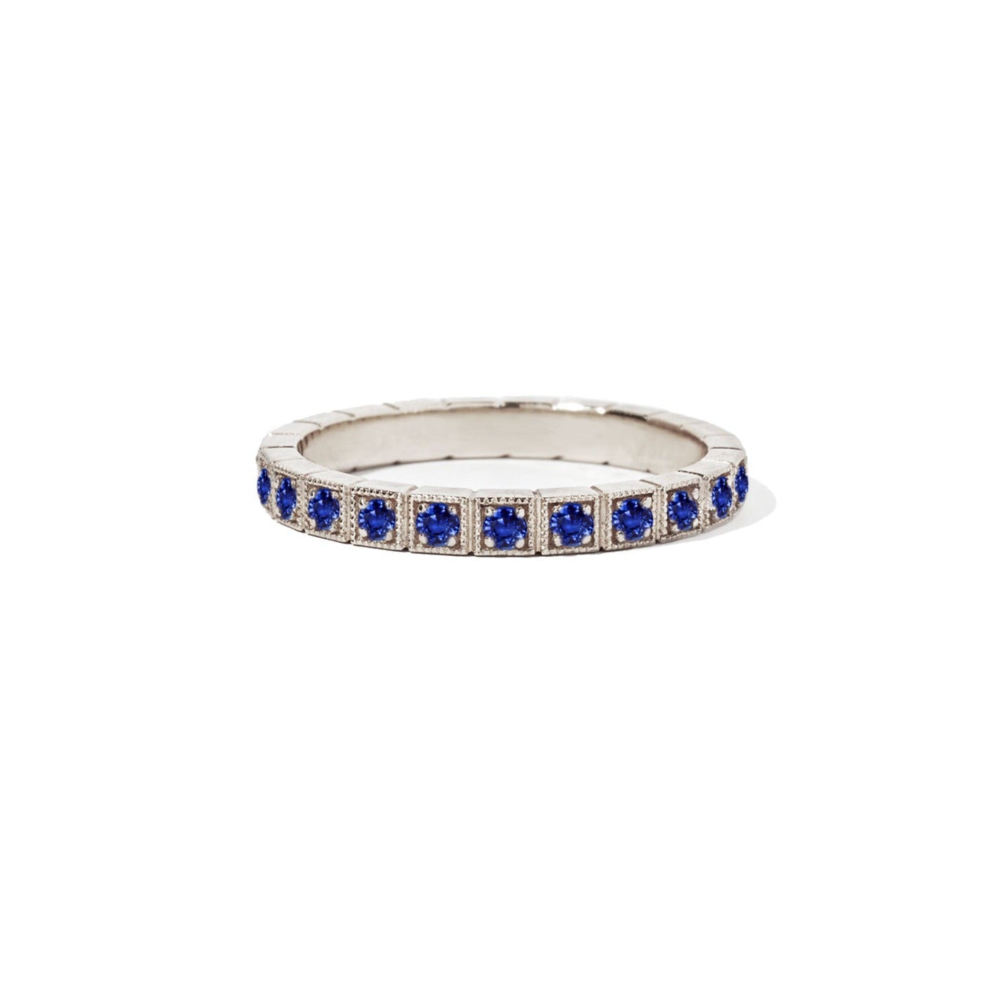 2mm Notched Deco Sapphire Eternity Ring