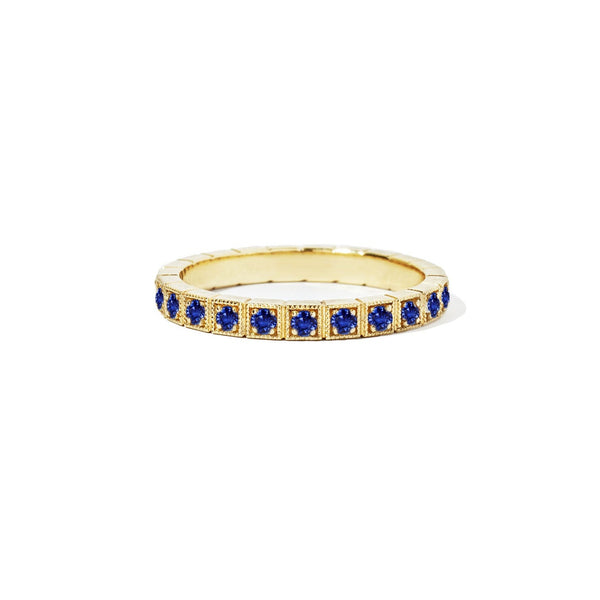 2mm Notched Deco Sapphire Eternity Ring