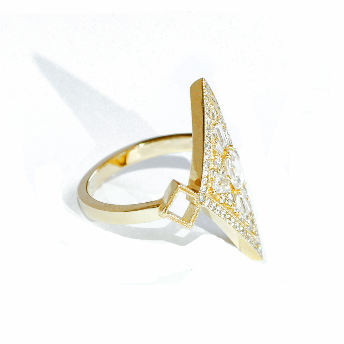 Kite Shape Rose Cut Diamond Mosaic Ring