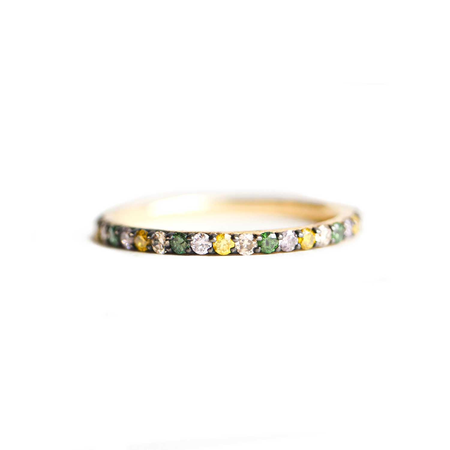 Colored Diamond Shared Prong Eternity Ring