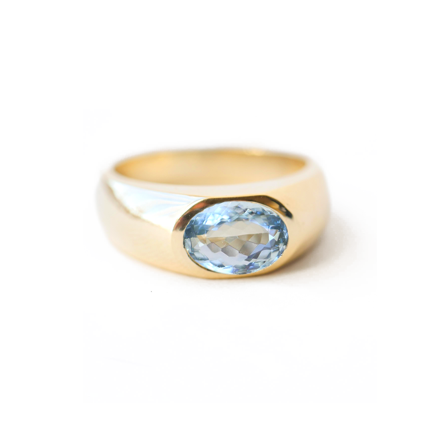 Oval Aquamarine Gold Signet Ring