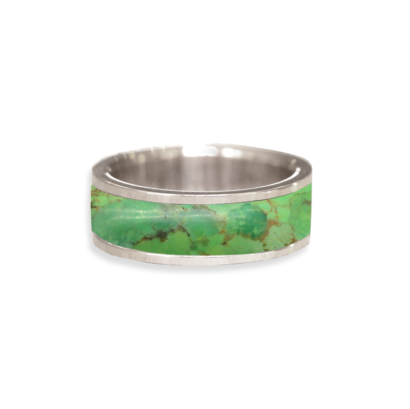 Green Mojave Turquoise Inlay Wedding Ring