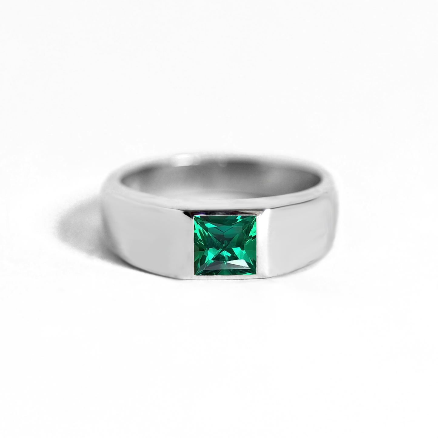 Princess Cut Emerald Signet Ring