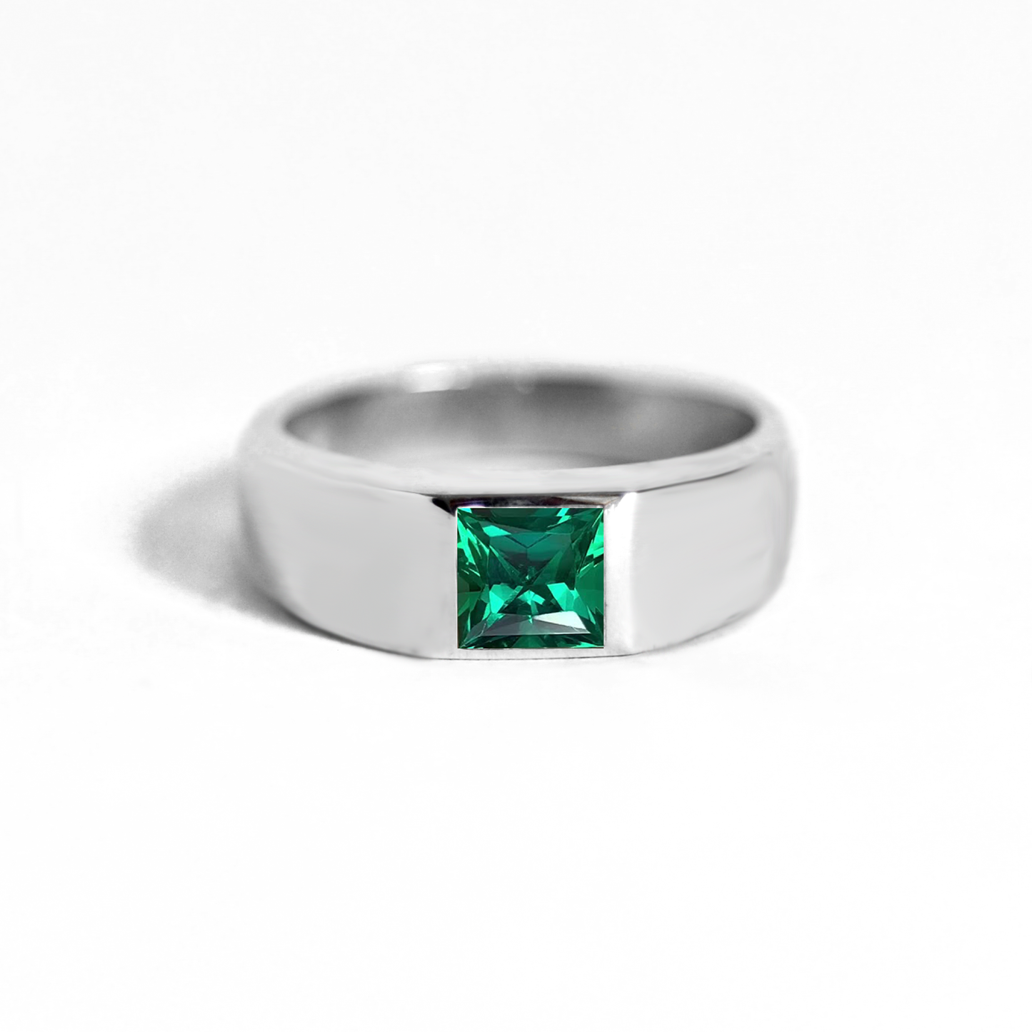Mens platinum hot sale emerald ring